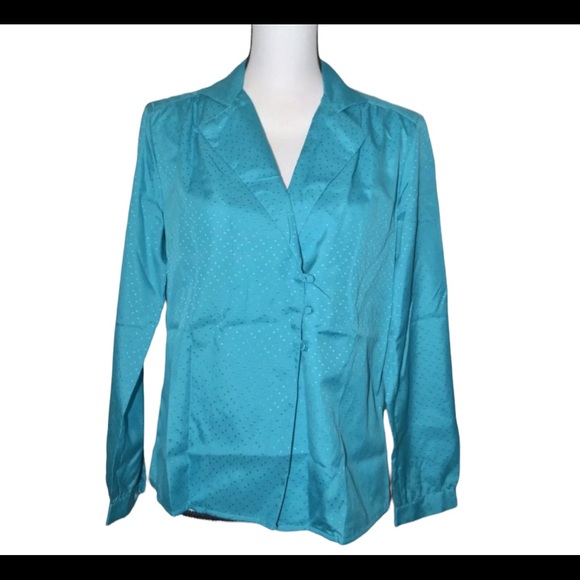 Vintage DIANE von FURSTENBURG women's blue Blouse, Size 10, POLYESTER - Picture 1 of 6